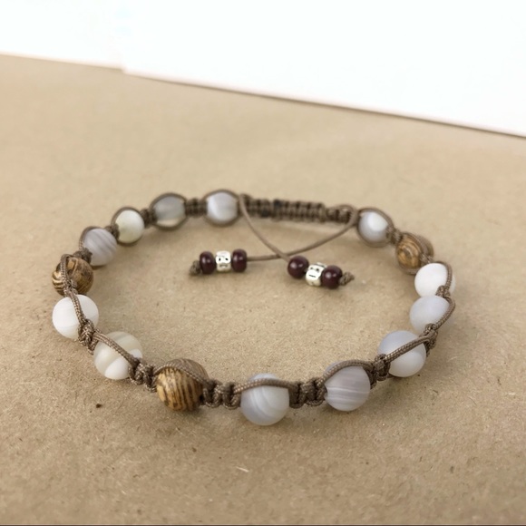 Handmade} Banded Agate & Wengewood Bracelet - Picture 3 of 5